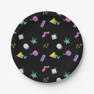 Assiettes En Carton 80s Retro Memphis Pop Motif