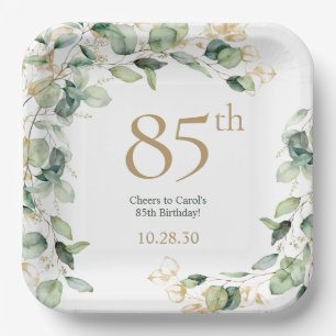 Assiettes En Carton 85e anniversaire Eucalyptus
