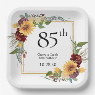 Assiettes En Carton 85e anniversaire Tournesols