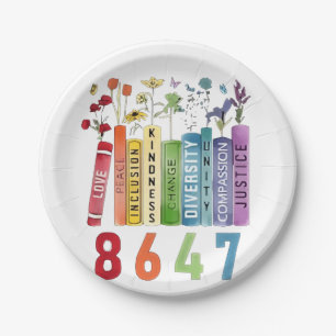 Assiettes En Carton 8647 Subtle Anti Trump Anti MAGA 86 47 Floral LGBT