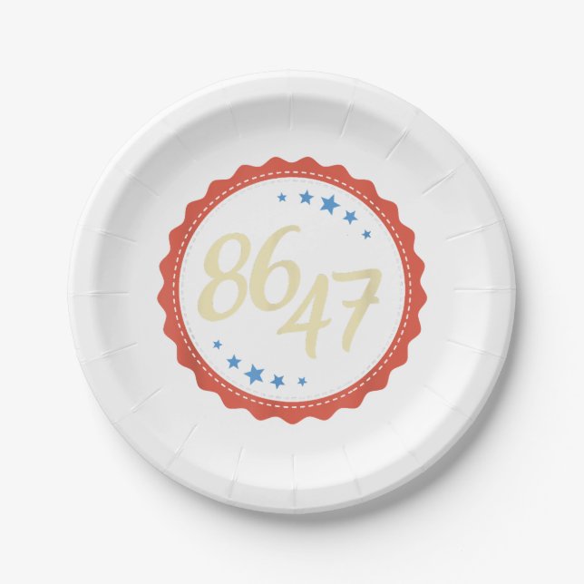 Assiettes En Carton 86 47 Anti Trump drôle (Devant)