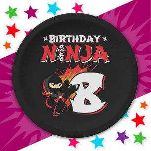 Assiettes En Carton 8 ans Vieux style de bande dessinée Ninja 8e anniv