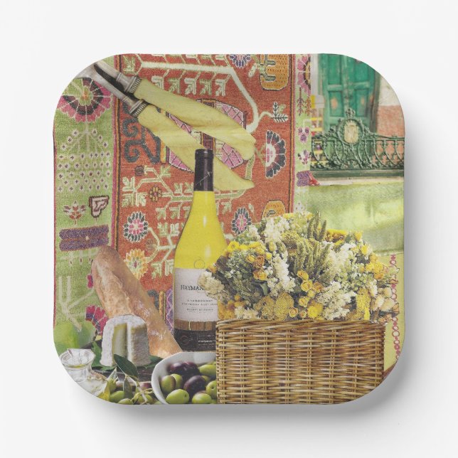 Assiettes En Carton 8 Plaques en papier salé ou en entrée avec vin (Recto)