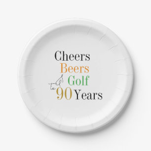 Assiettes En Carton 90e anniversaire Cheers Beers Golf Party