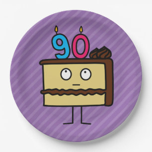 Assiettes En Carton 90e anniversaire Gâteau aux bougies