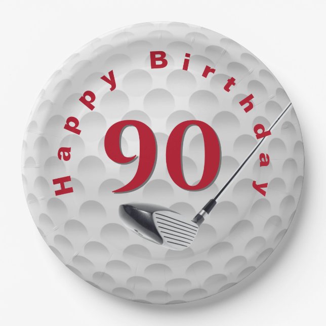 Assiettes En Carton 90e anniversaire Golf Ball Design Plaque en papier (Devant)