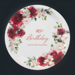 Assiettes En Carton 90e fête d'anniversaire Rouge rose Floral papier p<br><div class="desc">De jolies roses rouges et des pivoines roses rousses ornent cette plaque de papier sur mesure pour la fête du 90e anniversaire. Deux belles compositions florales décorent deux côtés. Élégante calligraphie épelle le 90ème anniversaire, Le nom du célébrant de l'anniversaire est ci-dessous. Cet article fait partie de la collection Red...</div>