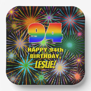 Assiettes En Carton 94e anniversaire : Feu d'artifice coloré et amusan