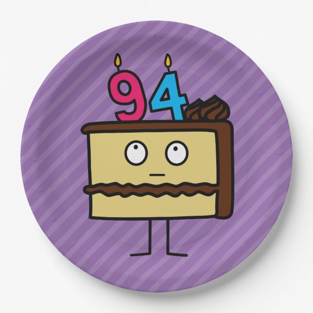 Assiettes En Carton 94e anniversaire Gâteau aux bougies (Devant)