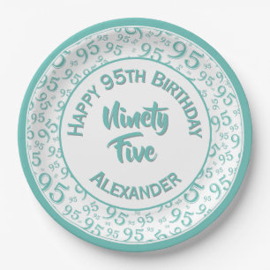 Assiettes En Carton 95e anniversaire Random Number Motif Turquoise/bla