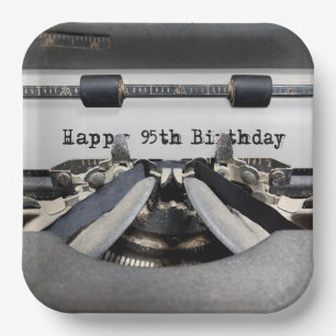 Assiettes En Carton 95e anniversaire Retro Typewriter