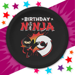 Assiettes En Carton 9 Ans Bande dessinée Style Ninja 9e Anniversaire