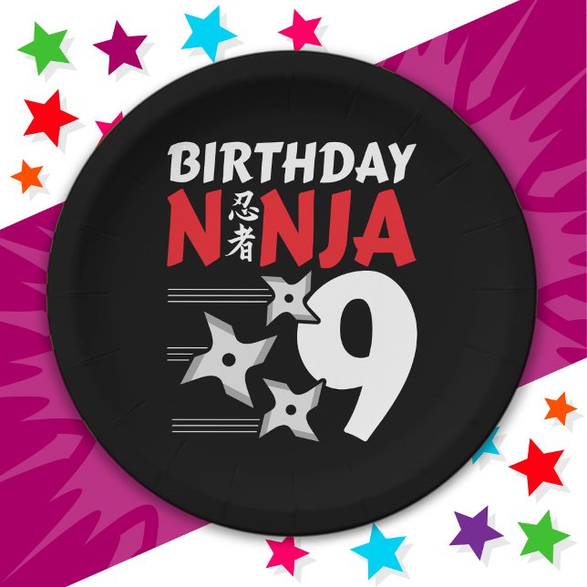Assiettes En Carton 9 Ans Ninja Party Stars Enfants 9e anniversaire (Créateur téléchargé)