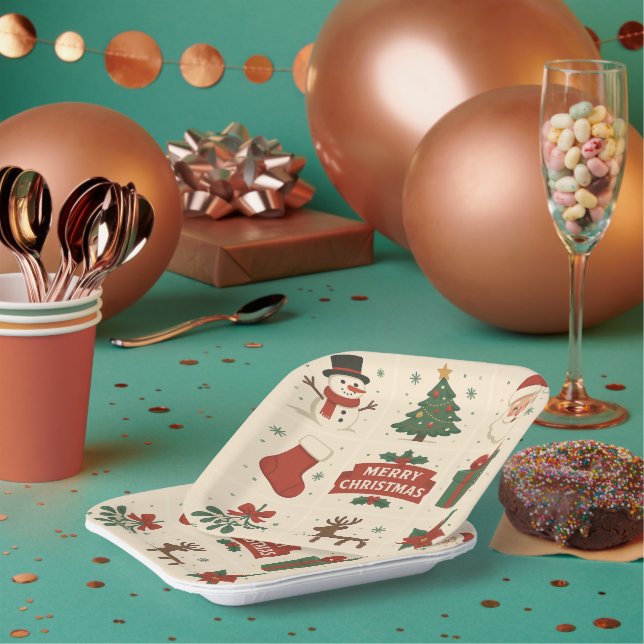 Assiettes En Carton 9 Cute Merry Christmas Images (Multi)