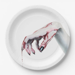 Assiettes En Carton 9" Papier rond Plaque zombie goutte de sang vampir