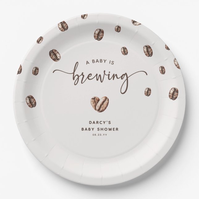 Assiettes En Carton 'a Baby is Brewing' Coffee Baby Shower (Devant)