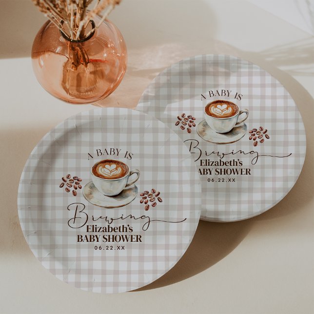 Assiettes En Carton A Baby is Brewing Coffee Theme Baby Shower (A Baby is Brewing Coffee Theme Baby Shower Paper Plates)