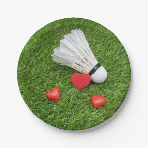 Assiettes En Carton À Badminton Player avec Shuttlecock et l'amour