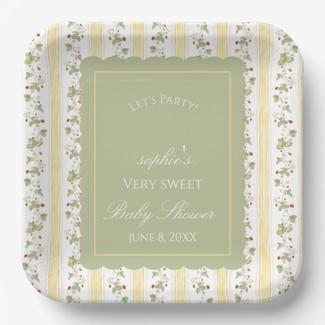 Assiettes En Carton A berry sweet baby is on the way square (Recto)