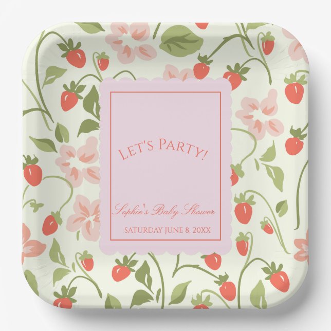 Assiettes En Carton A berry sweet girl is on the way Baby Shower (Recto)
