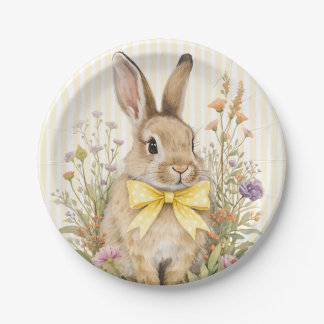 Assiettes En Carton A cute little Floral Bunny Yellow Bow Baby Shower
