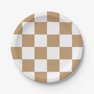 Assiettes En Carton À damiers Brown/blanc