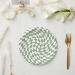 Assiettes En Carton À damiers de vérification de la collection de Mari<br><div class="desc">Sage vert de la bohème moderne thème de couleur mariée produits de fête de mariage. À feuillage persistant rétro tendance chèques dépoli design,  dépoli plaques de papier à damiers dans belle élégante et chic Sage vert et blanc.</div>