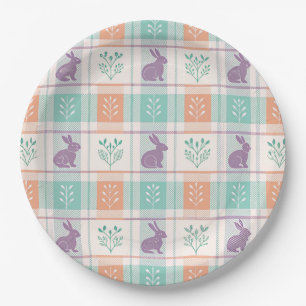 Assiettes En Carton à damiers Pâques