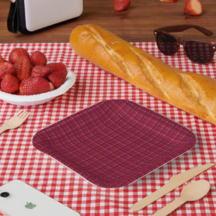 Assiettes En Carton À damiers rouge Tartan