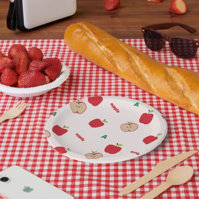 Assiettes En Carton A est pour rose pomme (Pique-nique)