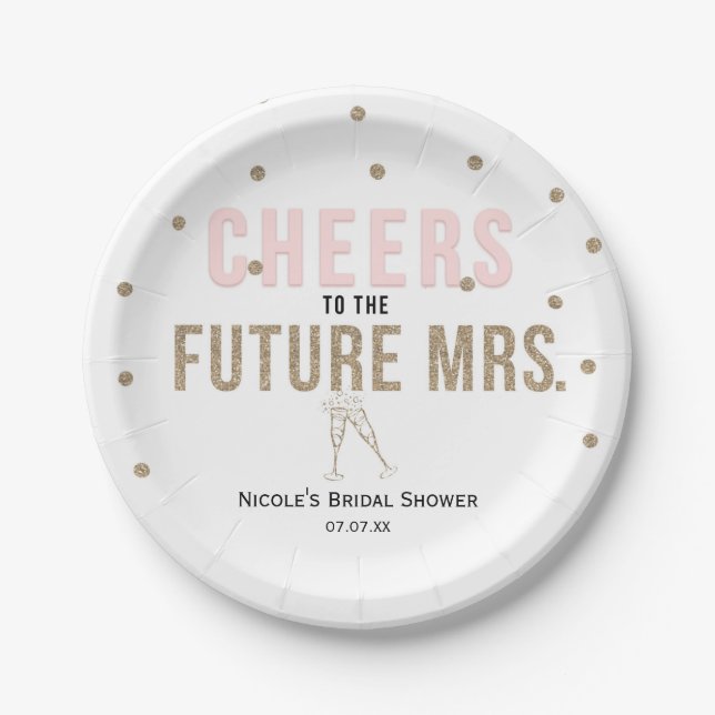 Assiettes En Carton À la future Mme. Réception de mariage moderne (Devant)