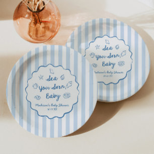 Assiettes En Carton À la mer bientôt bébé Shower de bébé côtier