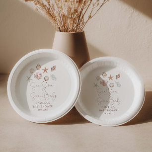 Assiettes En Carton À la mer bientôt Shower de bébé côtier