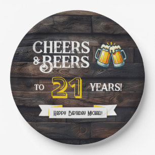 Assiettes En Carton À la santé et bières pour 21 ans d'anniversaire ru