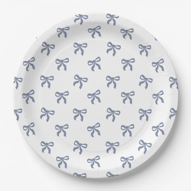 Assiettes En Carton A Little Blue Jean Baby Blue Coquette Bow (Devant)