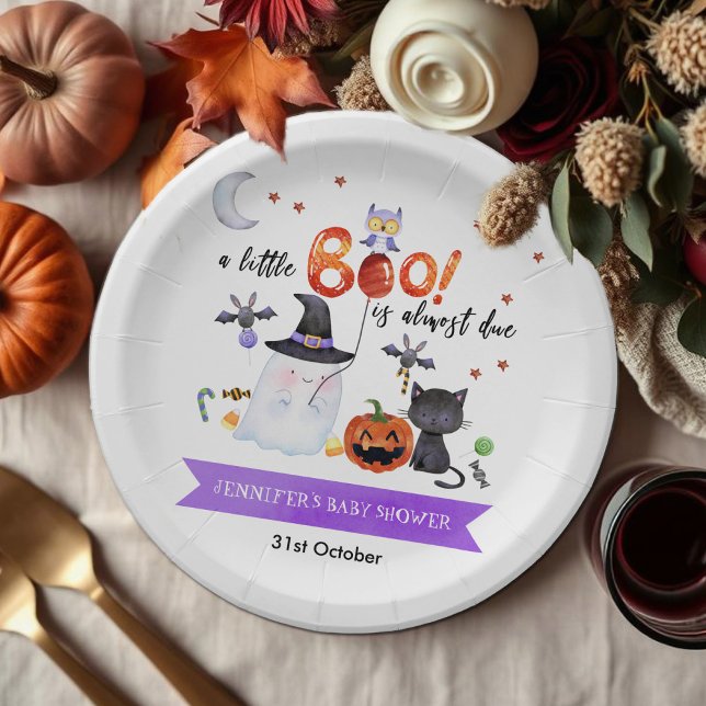 Assiettes En Carton A Little Boo Halloween Baby Shower Witch Hat (Créateur téléchargé)