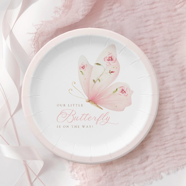 Assiettes En Carton A Little Butterfly Baby Shower (Créateur téléchargé)
