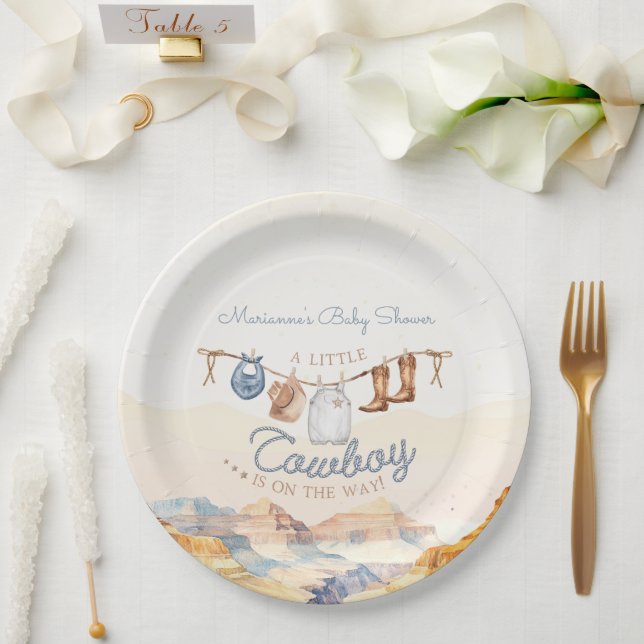 Assiettes En Carton A Little Cowboy Western Canyon Baby Shower (Mariage)