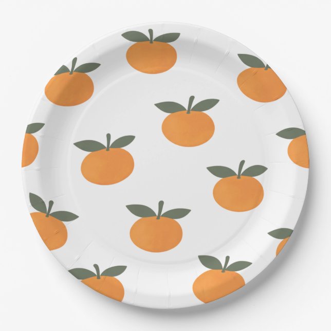 Assiettes En Carton A Little Cutie Orange Gender Neutral Baby Shower (Devant)