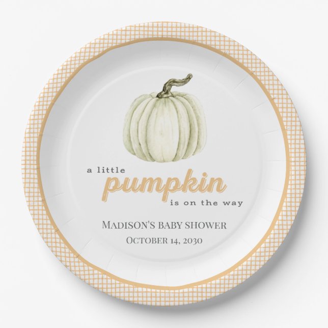 Assiettes En Carton A Little Pumpkin Baby Shower Paper Plate (Devant)