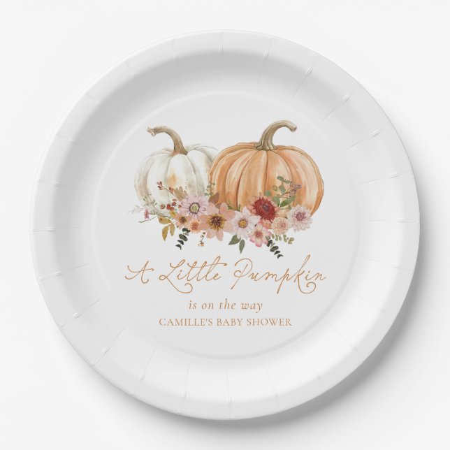 Assiettes En Carton A Little Pumpkin Wildflower Baby Shower (Devant)