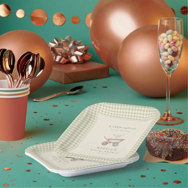 Assiettes En Carton A Little Sprout is on the Way Baby Shower  (Multi)