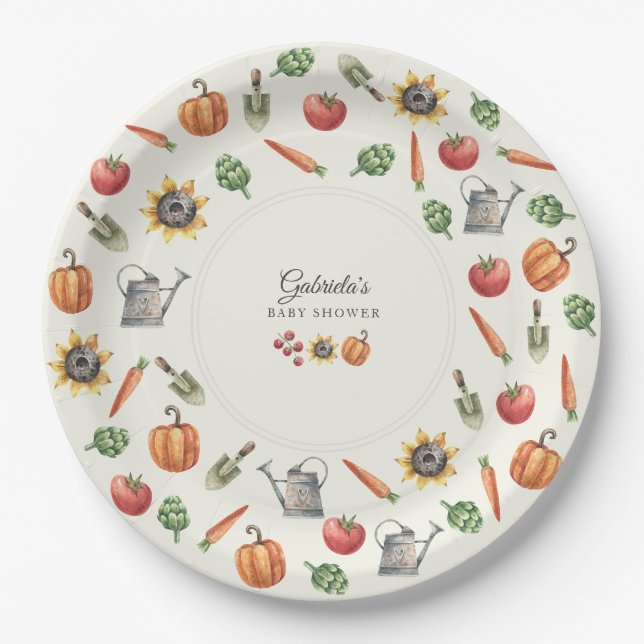 Assiettes En Carton A Little Sprout Is On the Way Baby Shower Round  (Devant)