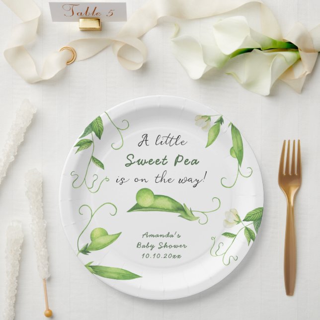 Assiettes En Carton A Little Sweet Pea Is On The Way Baby Shower (Mariage)