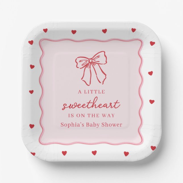Assiettes En Carton A Little Sweetheart Valentine's Baby Shower (Recto)