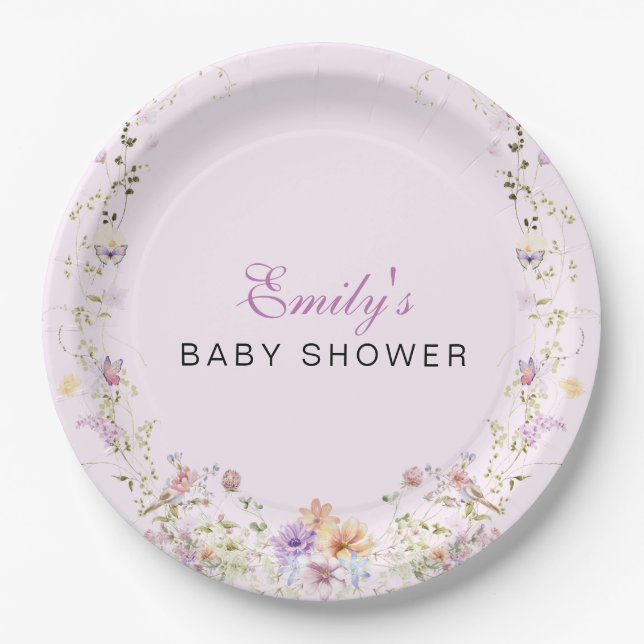 Assiettes En Carton A Little Wildflower Baby Shower  (Devant)