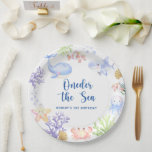 Assiettes En Carton A L'OEIL De La Mer 1Er Anniversaire Sous La Mer<br><div class="desc">SOUS LA MER. Oneder The Sea - Une mignonne invitation à l'anniversaire d'un animal sous-marin sur le thème de l'eau de mer animaux - baleines,  méduses,  poissons clowns,  étoiles de mer,  crabes,  requins et coraux. Bulles d'eau et coquillages.</div>