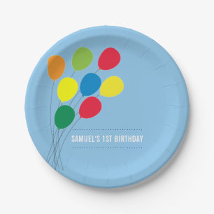 Assiettes En Carton Ă?re fête d'anniversaire du garçon coloré de