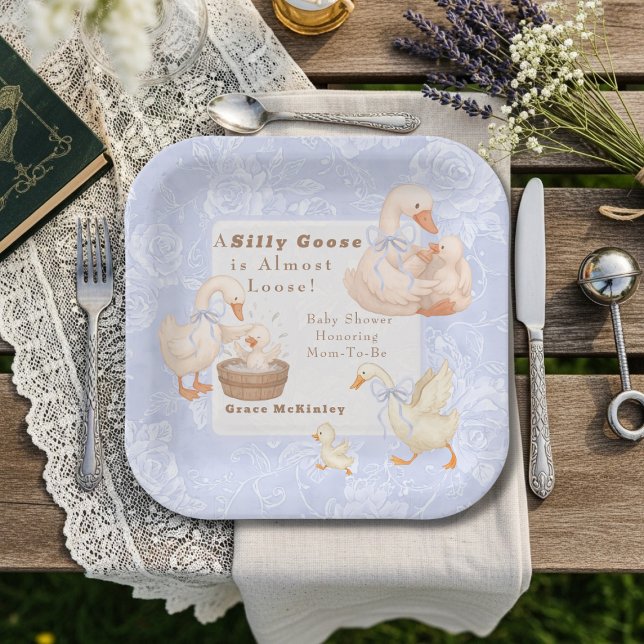 Assiettes En Carton A Silly goose Blue baby shower (
A Silly goose Blue baby shower Paper Plates)