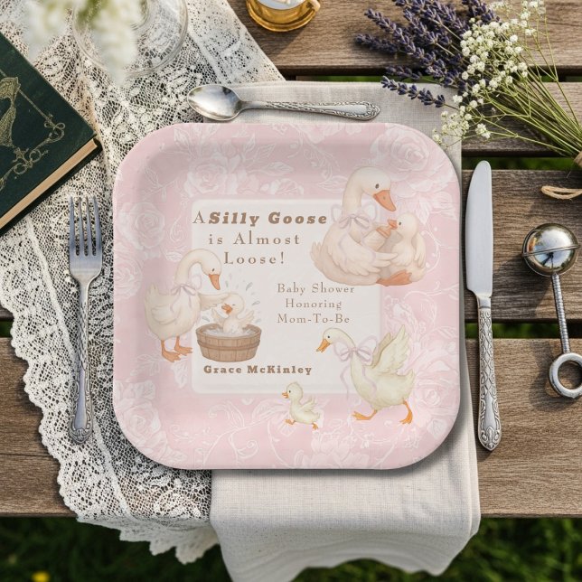 Assiettes En Carton A Silly goose Pink baby shower (A Silly goose Pink baby shower Paper Plates)